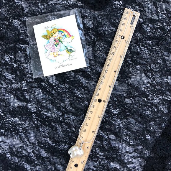 NEW - Hawaiian Freshwater Baroque Pearl Pendant Necklace Set in 8KT GP Setting - Picture 9 of 16